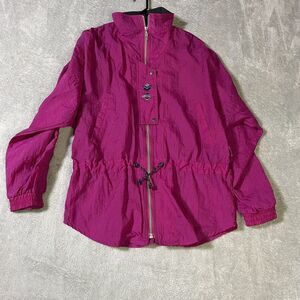 Vintage Puma Jacket Womens Medium Purple‎ Lightweight 80s Oversized Windbreaker
